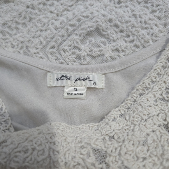 Ultra pink | Cream Textured layered cottagecore Sweater - Picture 7 of 10